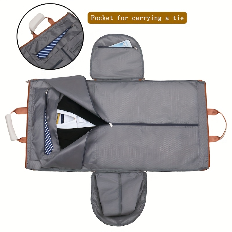 Convertible Travel Garment Bag Large Duffel Suit Carrier with Shoe Compartment & Hidden Backpack Straps Waterproof  Black - Image 7