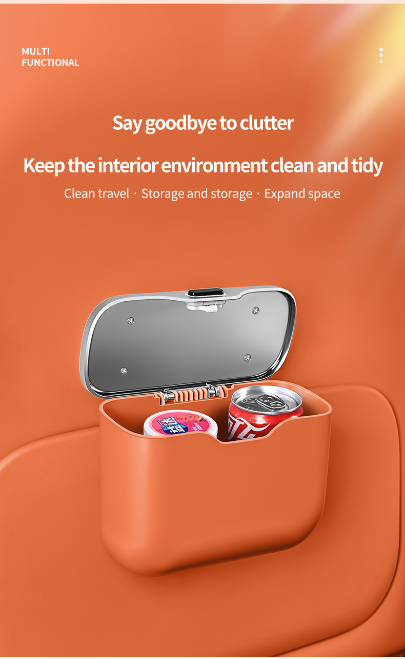 Car Trash Can Hanging Rubbish Bin with Lid Waterproof Leather Vehicle Organiser Storage Box for Door Seat Back Console Red - Image 4