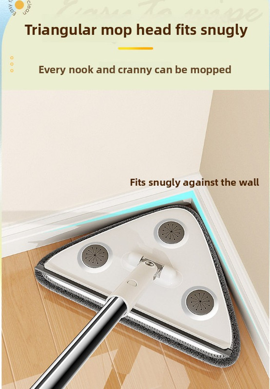 Large 35cm Triangle Cleaning Mop with Extra Long 188cm Reinforced Handle Window Squeegee & 2 Microfibre Pads for High Ceilings - Image 6