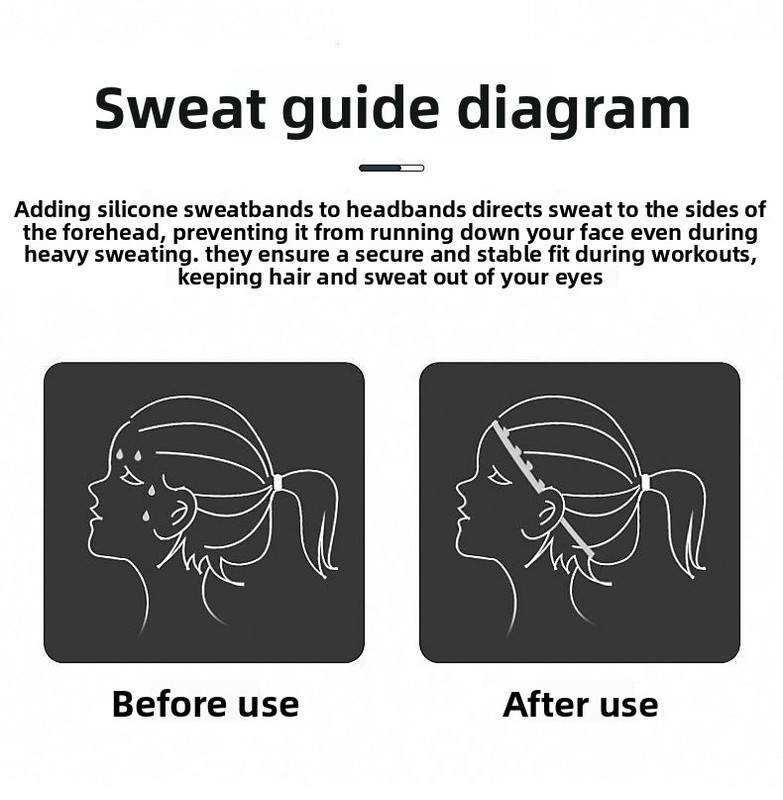 2 Pack Sports Headband with Silicone Sweat Guide Non-Slip Moisture Wicking Hair Band for Running Yoga Gym Fitness Quick Dry Breathable (Black & Purple) - Image 6