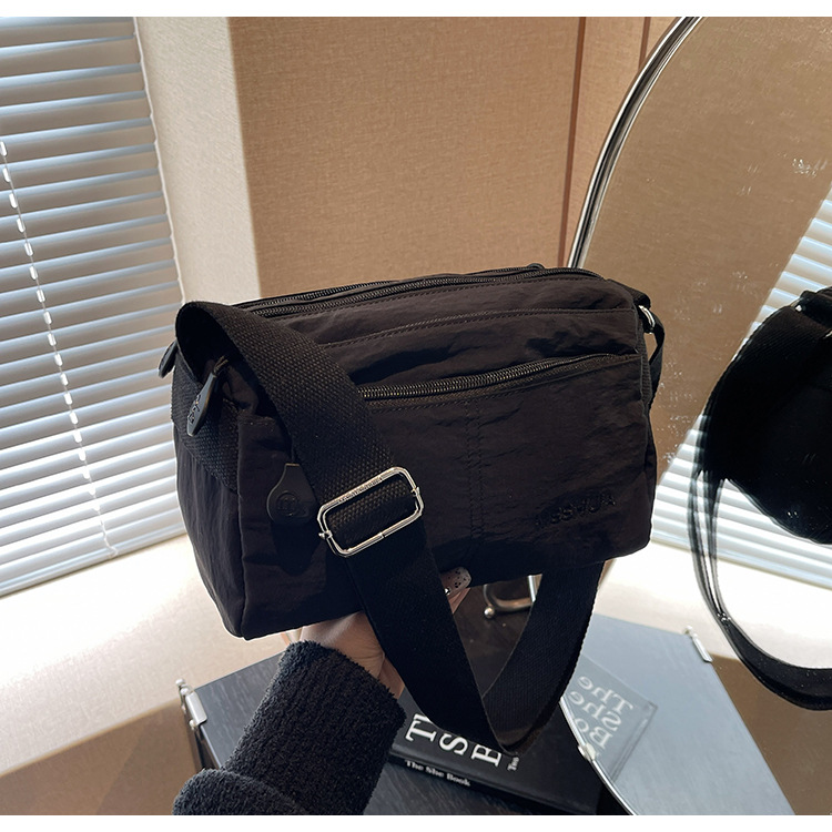 Women's Nylon Crossbody Bag Multi-Pocket Water Resistant Shoulder Messenger Handbag Lightweight Casual Satchel with Adjustable Wide Strap for Travel and Daily Use Black - Image 1