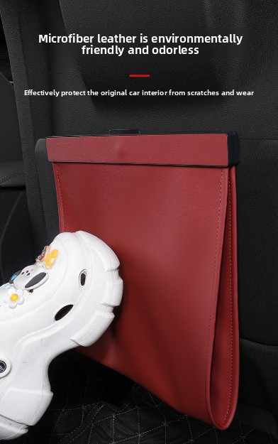 Car Trash Bag Hanging Leather Garbage Bin with Magnetic Closure Waterproof Vehicle Back Seat Organiser Leakproof Waste Storage Pocket Mocha Brown - Image 5