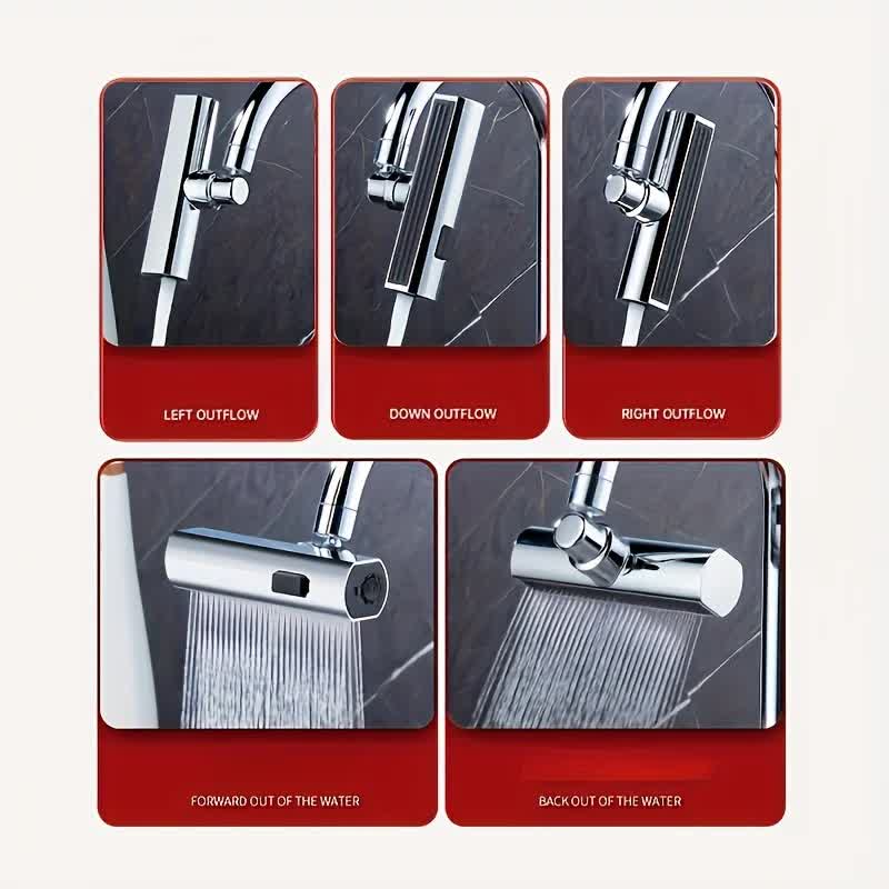 Waterfall Kitchen Tap Extender 360 Swivel Faucet Aerator Attachment 3 Spray Modes High Pressure Splash Proof Sink Nozzle with Universal Adapters Chrome Finish - Image 4