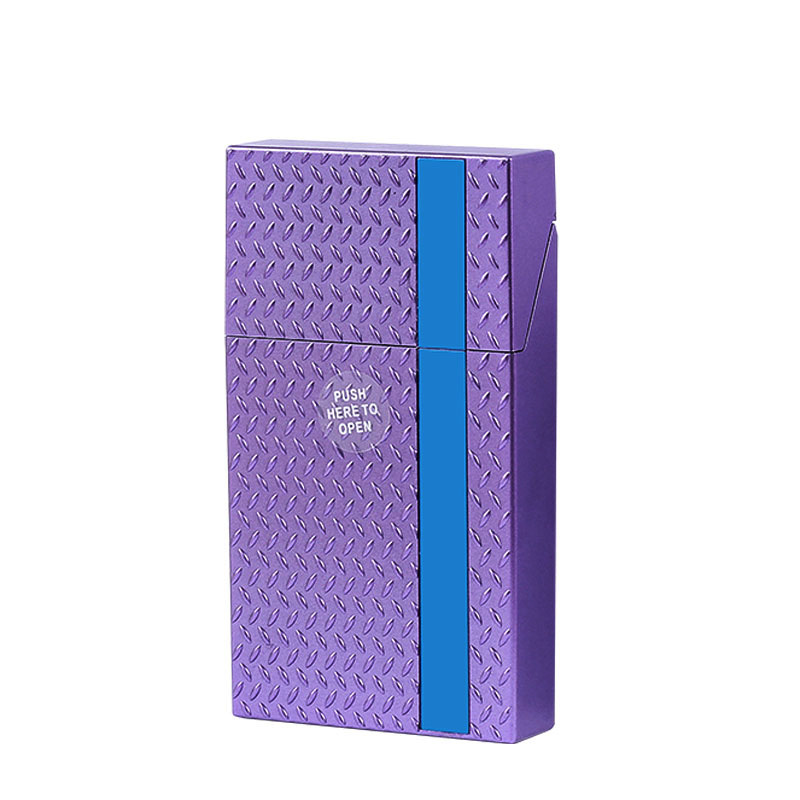 2 Pack Slim Cigarette Case Hard Shell Holder for 40 Cigarettes Durable ABS Plastic Crush Proof Box with Spring Clip Moisture Resistant Pocket Container Gold and purple - Image 1
