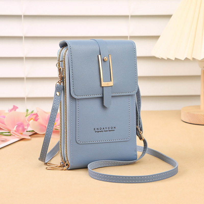 Women's Crossbody Phone Bag with Clear Touch Screen Window PU Leather Wallet Purse Multi-Pocket Shoulder Handbag Adjustable Strap Card Holder Blue - Image 1