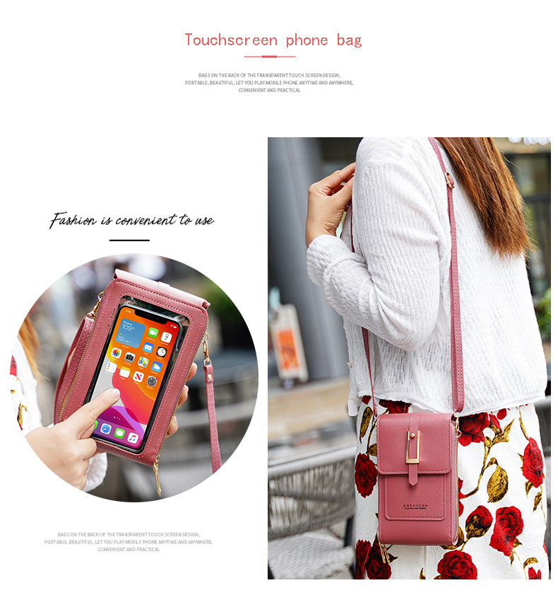 Women's Crossbody Phone Bag with Clear Touch Screen Window PU Leather Wallet Purse Multi-Pocket Shoulder Handbag Adjustable Strap Card Holder Blue - Image 5