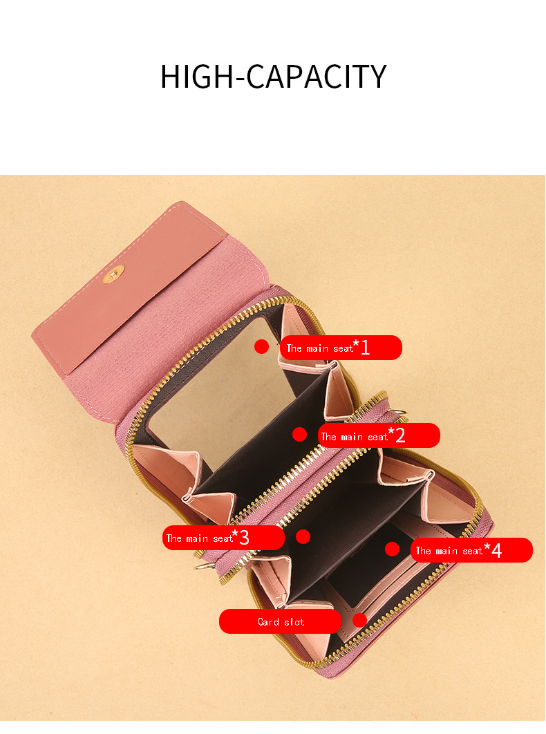 Women's Crossbody Phone Bag with Clear Touch Screen Window PU Leather Wallet Purse Multi-Pocket Shoulder Handbag Adjustable Strap Card Holder Blue - Image 8