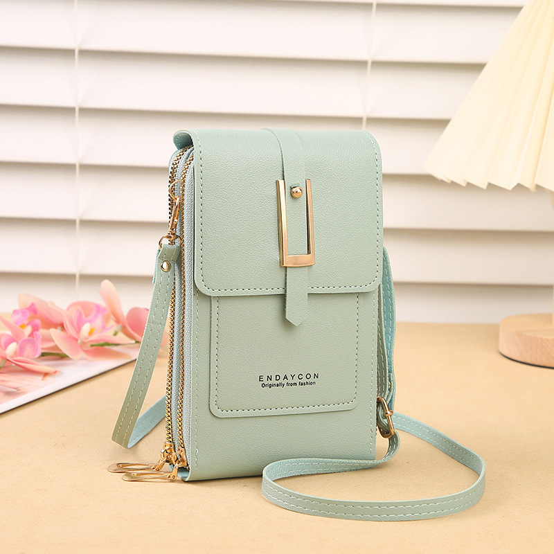 Women's Crossbody Phone Bag with Clear Touch Screen Window PU Leather Wallet Purse Multi-Pocket Shoulder Handbag Adjustable Strap Card Holder Reseda - Image 1