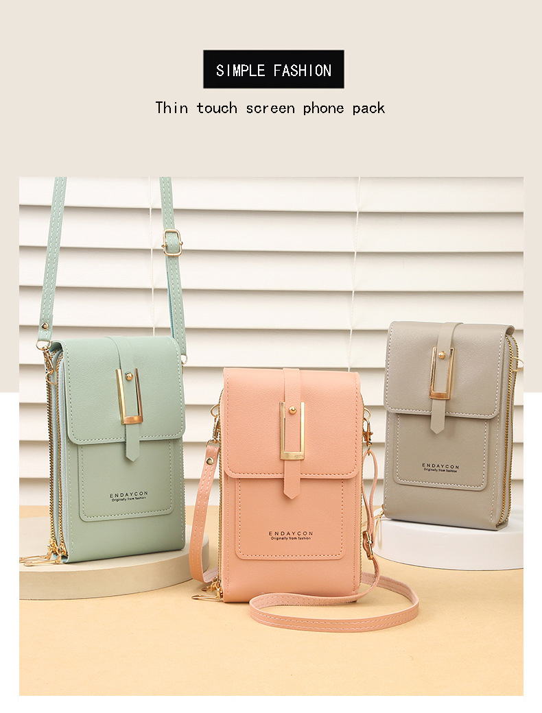 Women's Crossbody Phone Bag with Clear Touch Screen Window PU Leather Wallet Purse Multi-Pocket Shoulder Handbag Adjustable Strap Card Holder Reseda - Image 2