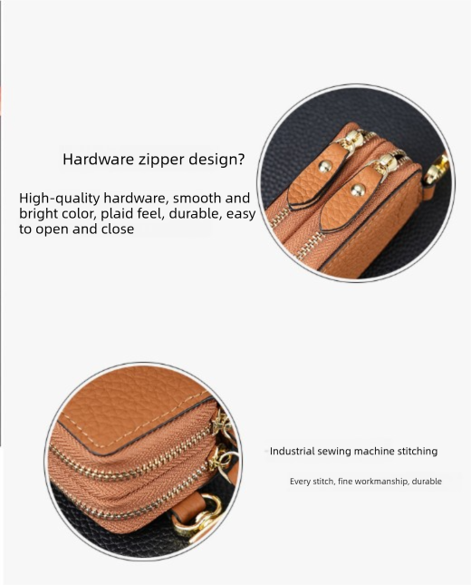 Genuine Leather Car Key Case Double Zipper Smart Key Fob Holder Wallet Remote Organiser Pouch with Hook Black - Image 5