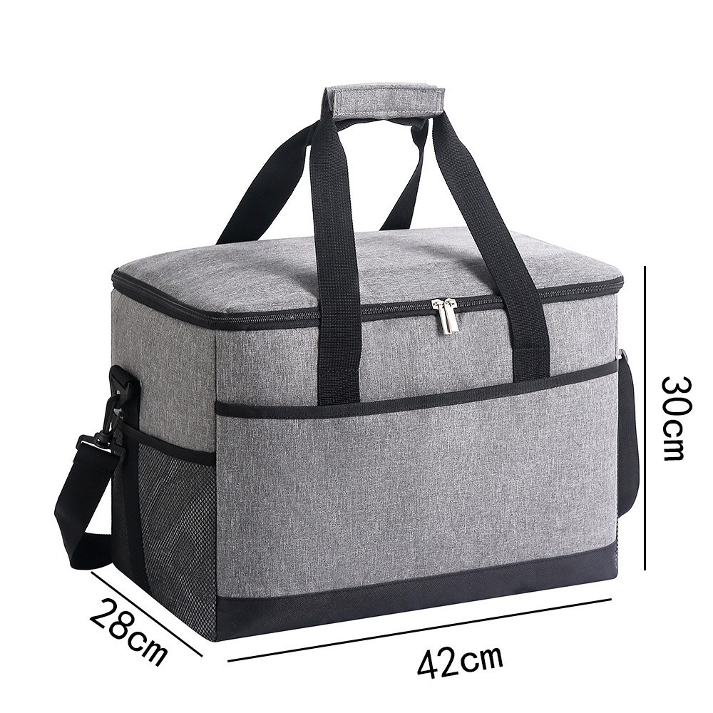 Large 35L Insulated Cooler Bag Soft Sided Leakproof Thermal Tote for Camping Beach Picnic BBQ Heavy Duty Grocery Carrier Grey - Image 1