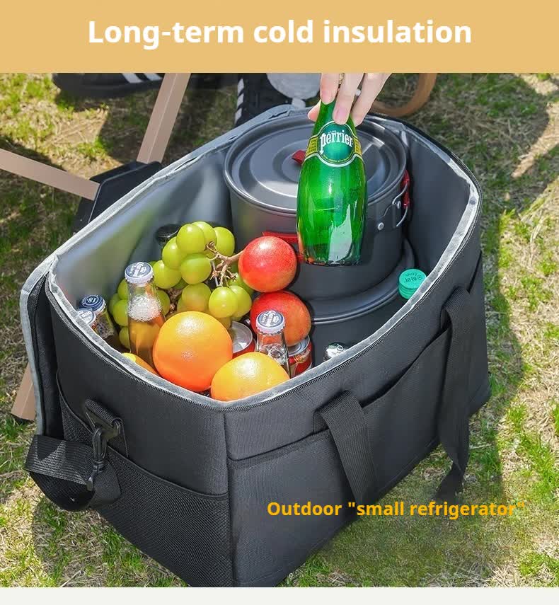 Large 35L Insulated Cooler Bag Soft Sided Leakproof Thermal Tote for Camping Beach Picnic BBQ Heavy Duty Grocery Carrier Black - Image 6