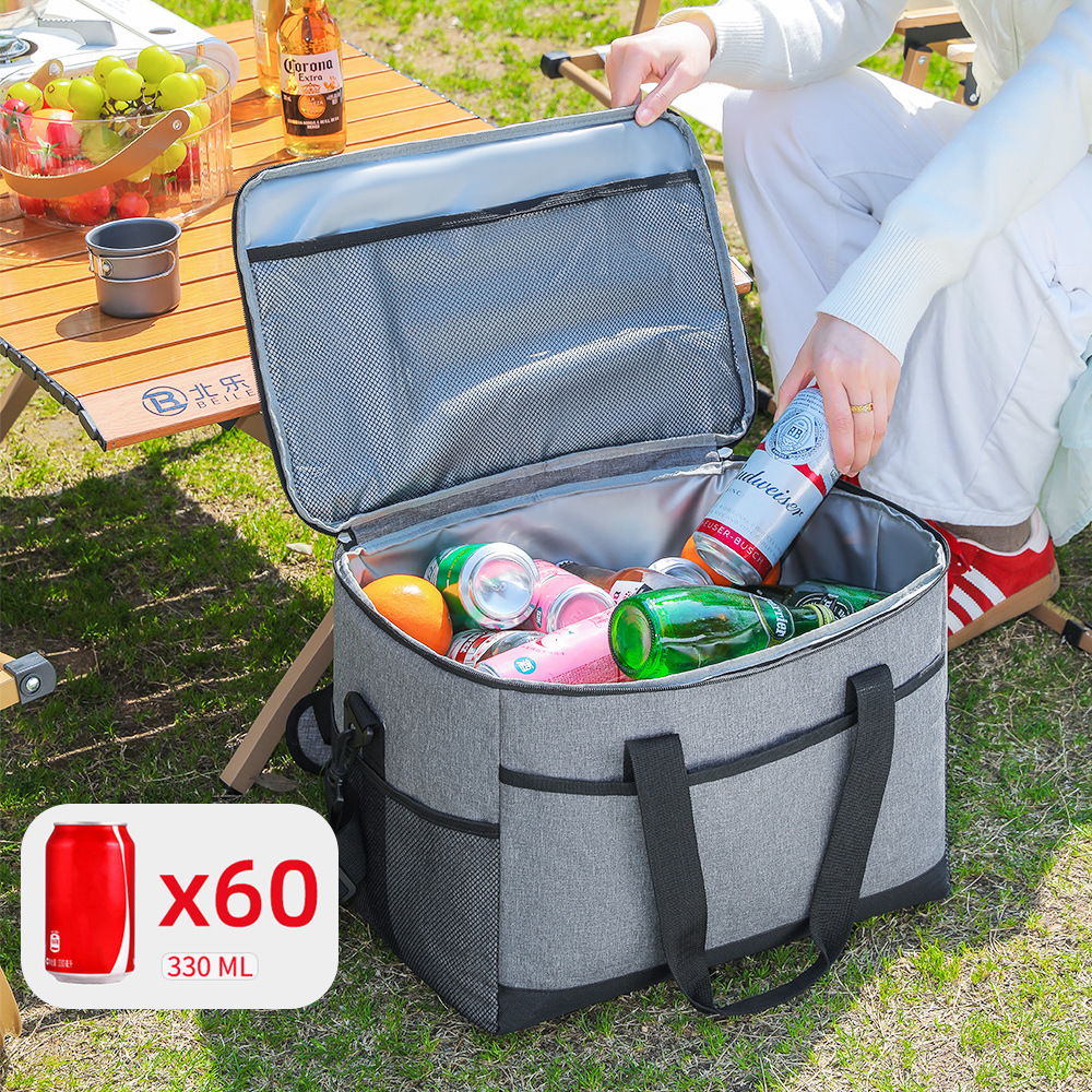 Large 35L Insulated Cooler Bag Soft Sided Leakproof Thermal Tote for Camping Beach Picnic BBQ Heavy Duty Grocery Carrier Navy Blue - Image 2