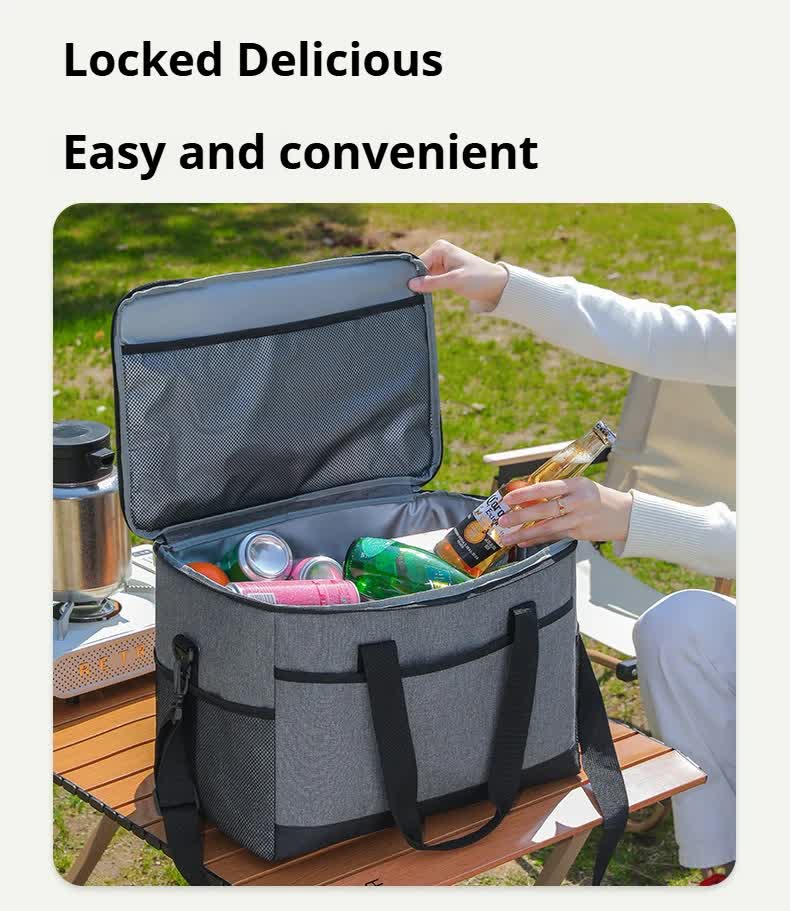 Small Insulated Lunch Bag 10L Cooler Tote Box with Shoulder Strap Leakproof Thermal Meal Prep Carrier for Work School Picnic Black - Image 4