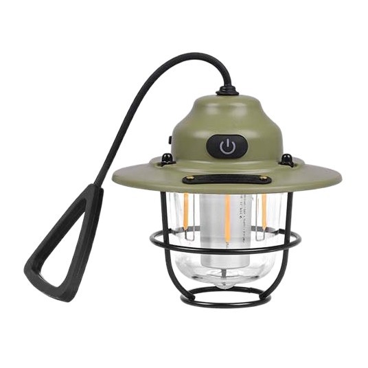 Retro LED Camping Lantern Rechargeable Pinecone Light Dimmable 4 Modes IPX4 Waterproof Hanging Tent Lamp for Outdoor Hiking Fishing Green - Image 1