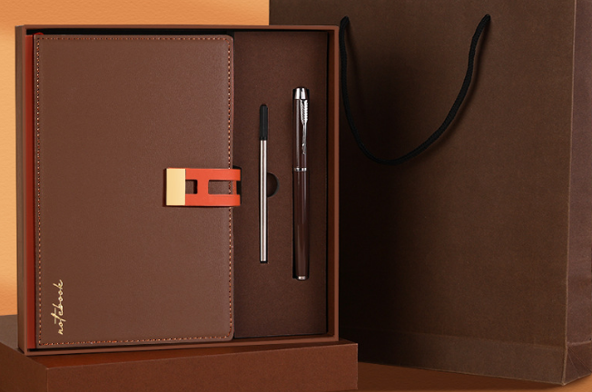 Brown Premium A5 Business Notebook Gift Set with Metal Pen - Soft PU Leather Journal 320 Pages Thick Paper - Executive Diary for Office & Home - Image 1