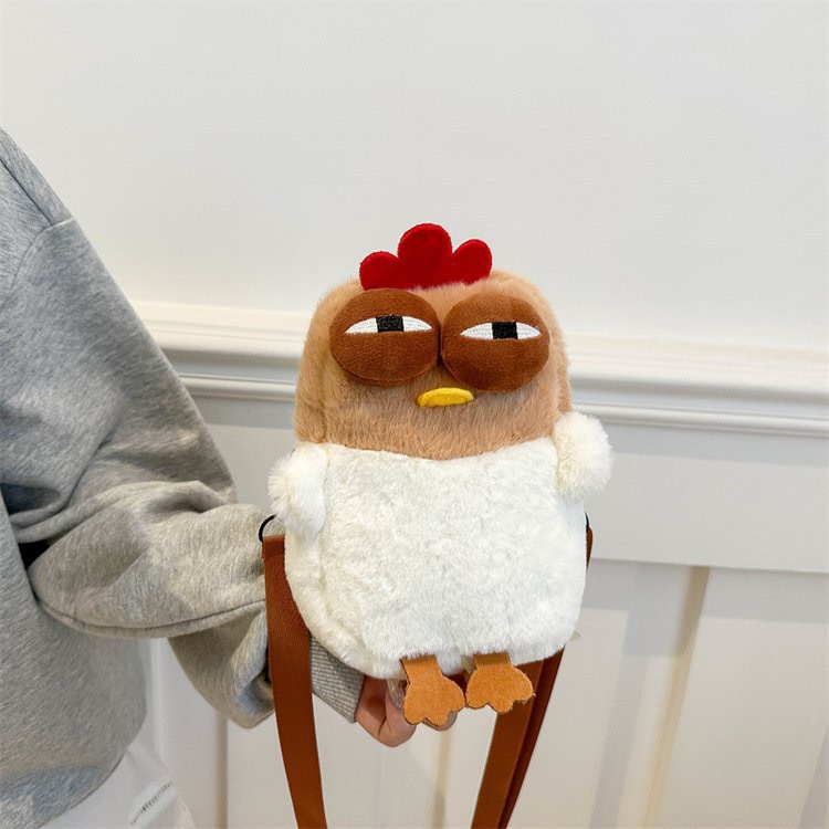 Cute Plush Chicken Crossbody Bag - Soft Faux Fur Mobile Phone Pouch - Quirky Cartoon Shoulder Purse for Girls & Teens - Novelty Gift - Image 1