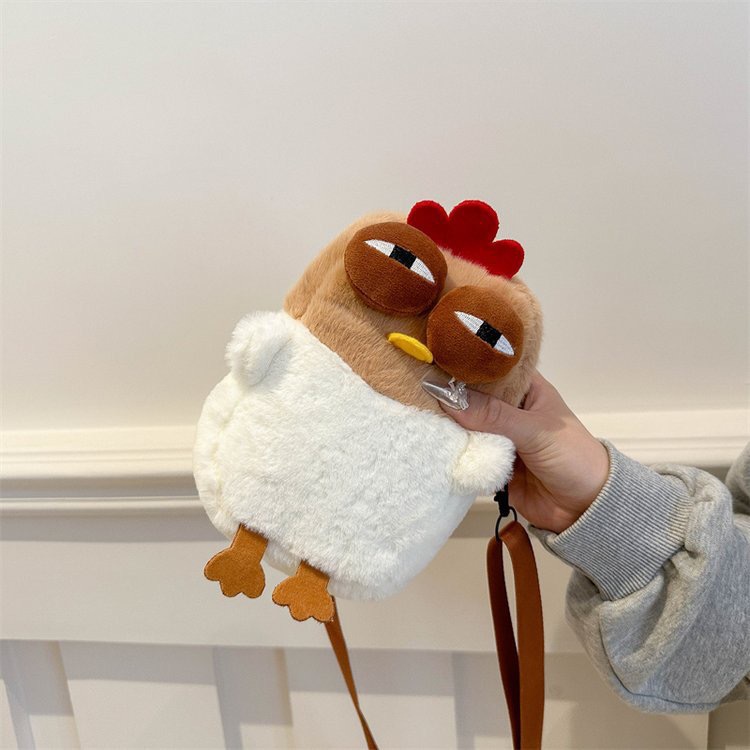 Cute Plush Chicken Crossbody Bag - Soft Faux Fur Mobile Phone Pouch - Quirky Cartoon Shoulder Purse for Girls & Teens - Novelty Gift - Image 6