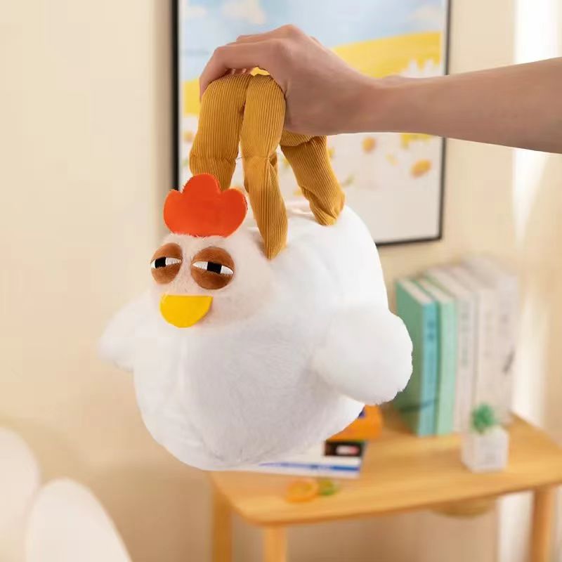 Funny Plush Chicken Handbag - Soft Fluffy Novelty Tote Bag with Leg Handles - Quirky Cartoon Gift for Kids & Teens (25cm) - Image 5