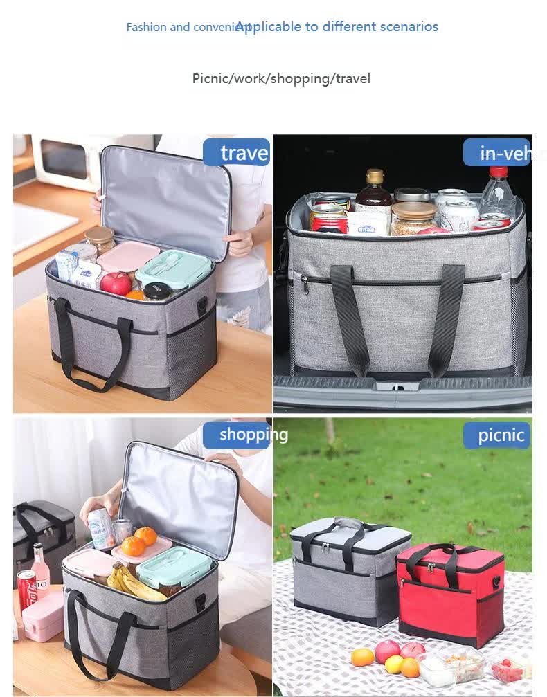 Large 18L Insulated Cooler Bag - Leakproof Thermal Lunch Tote with Shoulder Strap - Heavy Duty Grey Picnic Box for Beach, Camping & Work - Image 3