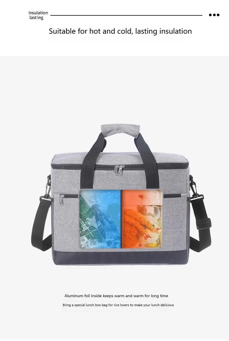 Large 18L Insulated Cooler Bag - Leakproof Thermal Lunch Tote with Shoulder Strap - Heavy Duty Grey Picnic Box for Beach, Camping & Work - Image 6