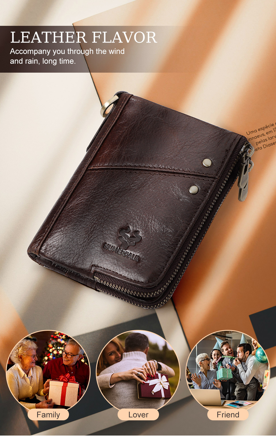 Genuine Leather Double Zipper Wallet - Black RFID Blocking Bifold Card Holder - Vintage Cowhide Purse with Coin Pockets (13cm) - Image 6