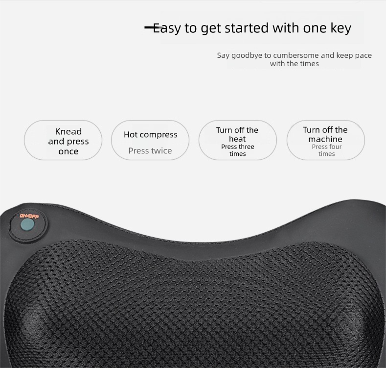 Electric Shiatsu Massage Pillow with Heat - Bi-Directional Deep Kneading Neck & Back Massager - Portable Car & Home Cushion for Muscle Relief - Black - Image 7