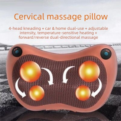 Electric Shiatsu Massage Pillow with Heat - Dual Button Deep Kneading Neck & Back Massager - Adjustable Speed & Direction Car Home Cushion - Brown - Image 1