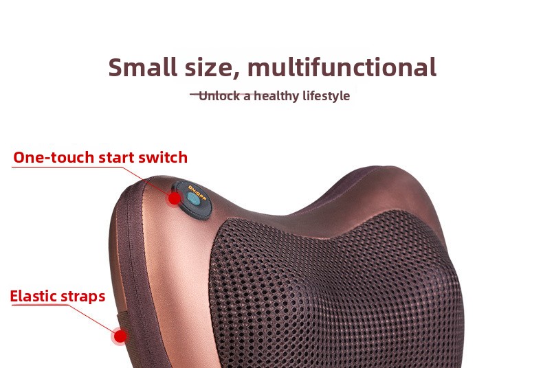 Electric Shiatsu Massage Pillow with Heat - Dual Button Deep Kneading Neck & Back Massager - Adjustable Speed & Direction Car Home Cushion - Brown - Image 3