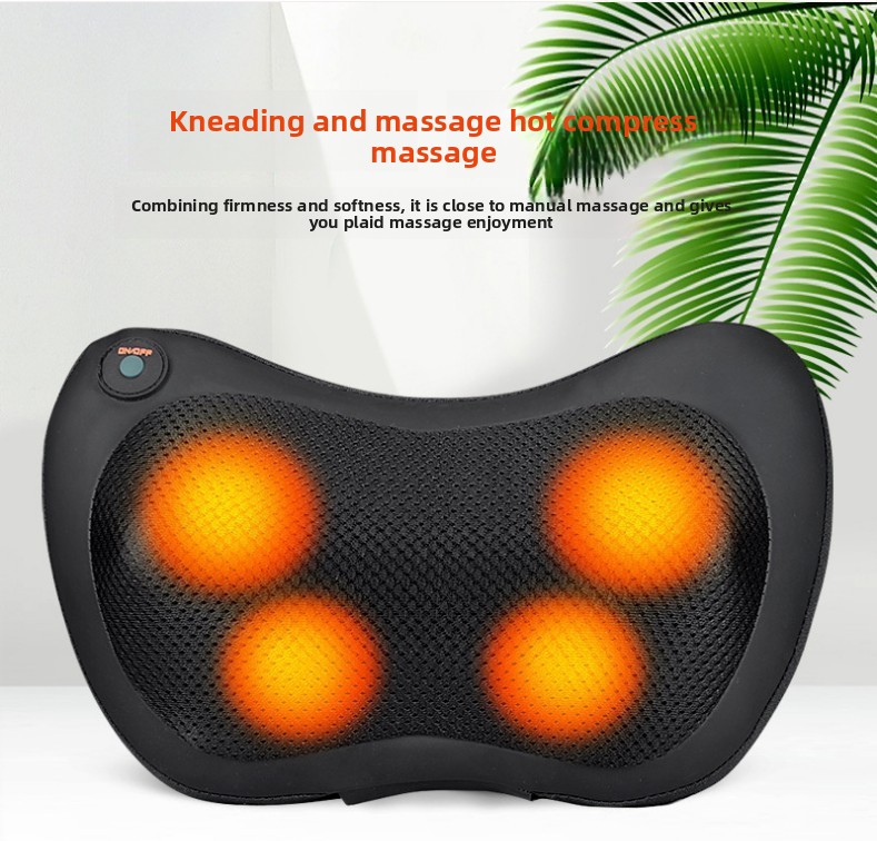 Cordless Rechargeable Shiatsu Massage Pillow - 8 Node Deep Kneading Neck & Back Massager with Heat - Wireless Portable Cushion for Home Car & Travel - Brown - Image 6