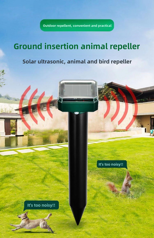 Solar-Powered Sonic Snake and Rodent Repeller Ground Stake - Outdoor Waterproof Ground Vibration Pest Deterrent Device - Ultrasonic Control for Moles, Voles, and House Mice - Garden Lawn Protection - Green Square Top Model - Image 2