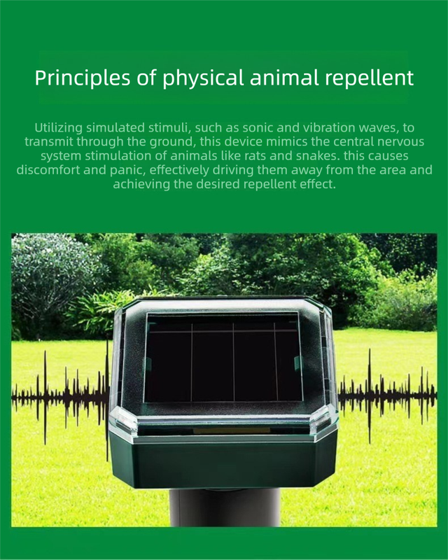 Solar-Powered Sonic Snake and Rodent Repeller Ground Stake - Outdoor Waterproof Ground Vibration Pest Deterrent Device - Ultrasonic Control for Moles, Voles, and House Mice - Garden Lawn Protection - Green Square Top Model - Image 5