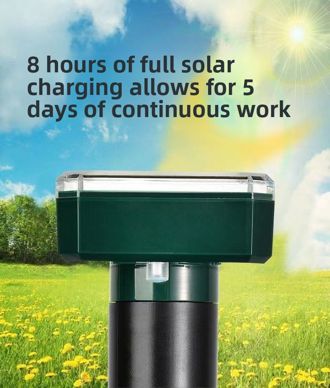 Solar-Powered Sonic Snake and Rodent Repeller Ground Stake - Outdoor Waterproof Ground Vibration Pest Deterrent Device - Ultrasonic Control for Moles, Voles, and House Mice - Garden Lawn Protection - Green Square Top Model - Image 8