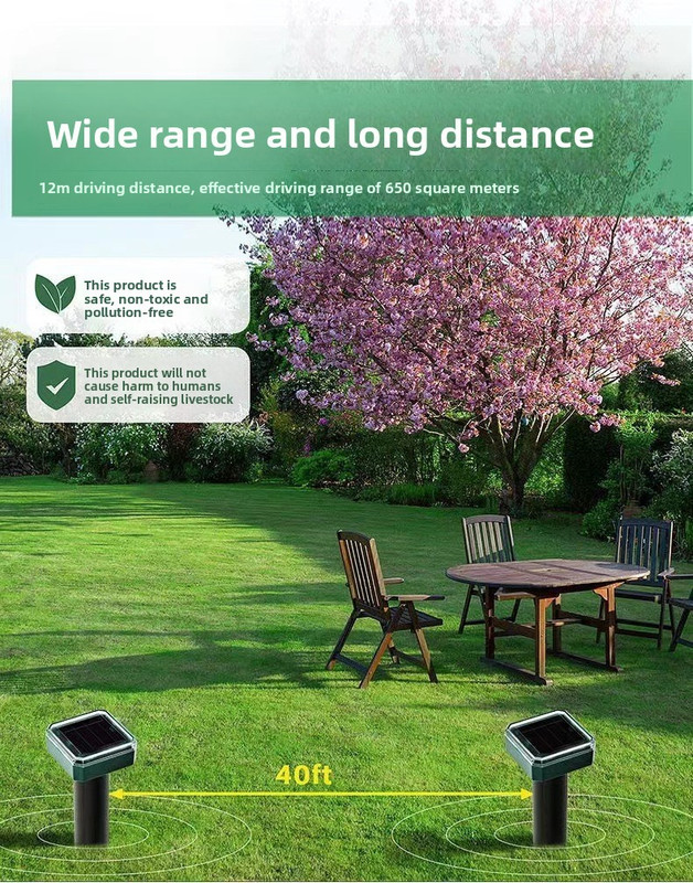 Solar-Powered Sonic Snake and Rodent Repeller Ground Stake - Outdoor Waterproof Ground Vibration Pest Deterrent Device - Ultrasonic Control for Moles, Voles, and House Mice - Garden Lawn Protection - Green Circular Top Model - Image 5