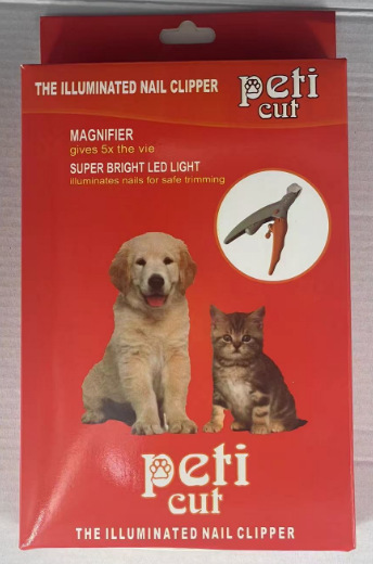 Illuminated Pet Nail Clippers with LED Light & Magnifier - Safety Claw Trimmer for Dogs & Cats - Lightweight Plastic Handle - Grey/Orange in Retail Box - Image 1