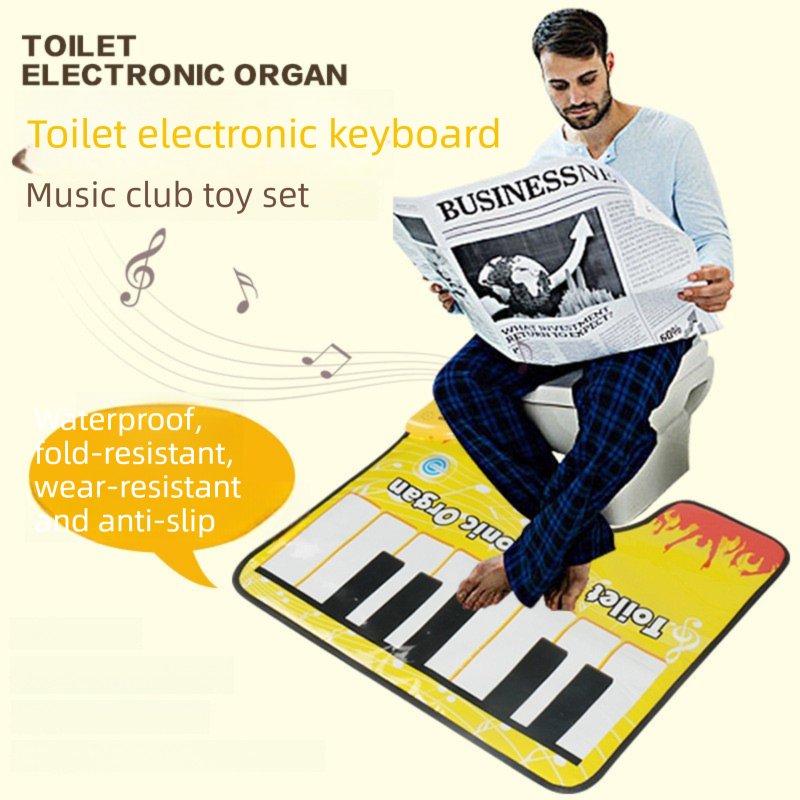 Yellow Electronic Toilet Piano Mat - Funny Musical Floor Keyboard for Bathroom Entertainment - Novelty Gag Gift & Potty Training Toy - Waterproof & Non-Slip - Fits Standard Toilets - Image 1