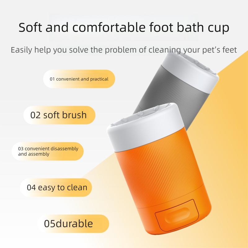 Portable Dog Paw Washer Cup - 360 Degree Muddy Foot Cleaner with Soft Bristles - Gentle Grooming Tool for Cats & Small to Medium Dogs - Grey - Image 2