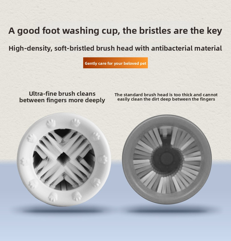 Portable Dog Paw Washer Cup - 360 Degree Muddy Foot Cleaner with Soft Bristles - Gentle Grooming Tool for Cats & Small to Medium Dogs - Orange - Image 8