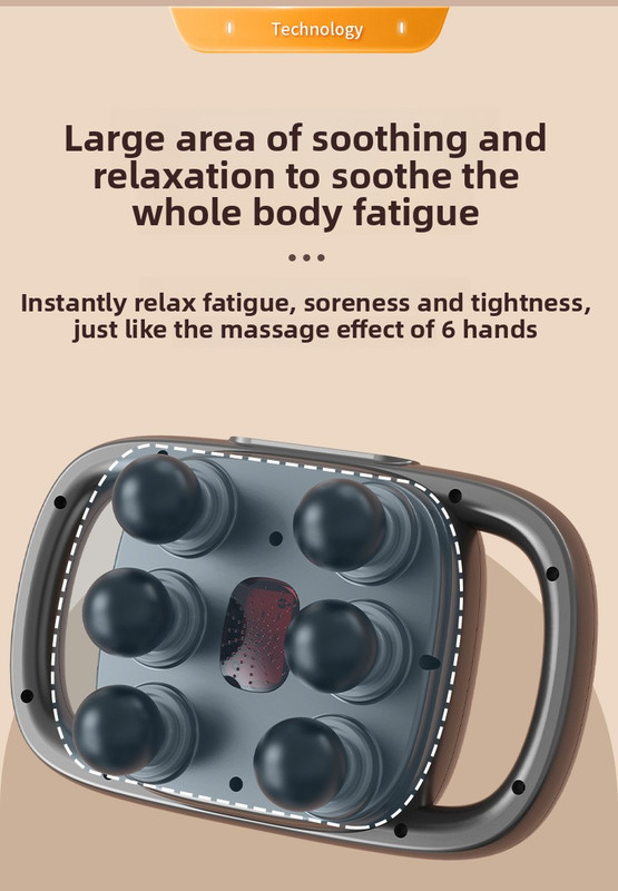 6-Head Deep Tissue Percussion Massager - Cordless Electric Muscle Gun with Red Light Therapy - 9 Speed Dual Handle Body Relaxer for Back & Legs - Ivory White - Image 5