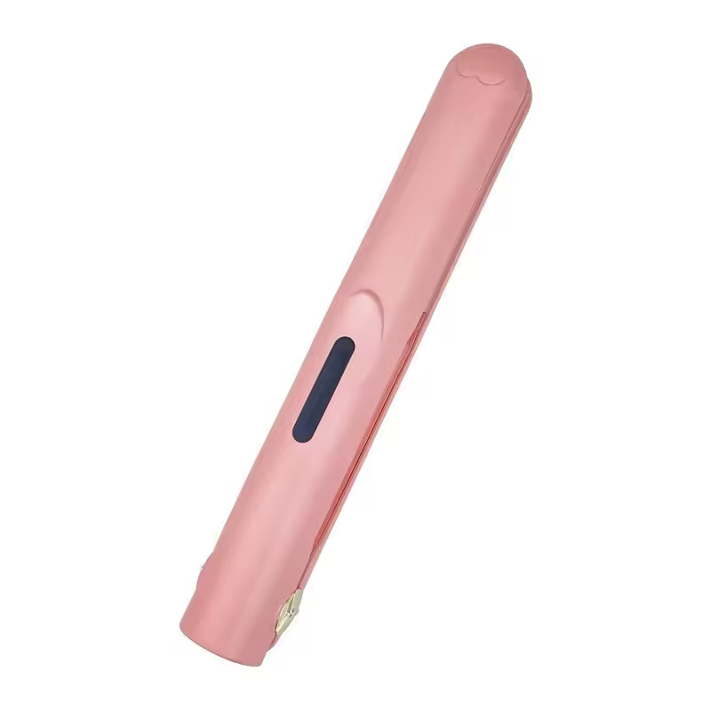Cordless Mini Hair Straightener & Curler 2-in-1 - Portable USB Rechargeable Ceramic Flat Iron with 3 Temperature Settings - Compact Travel Styler for Bangs & Touch Ups - Pink - Image 1