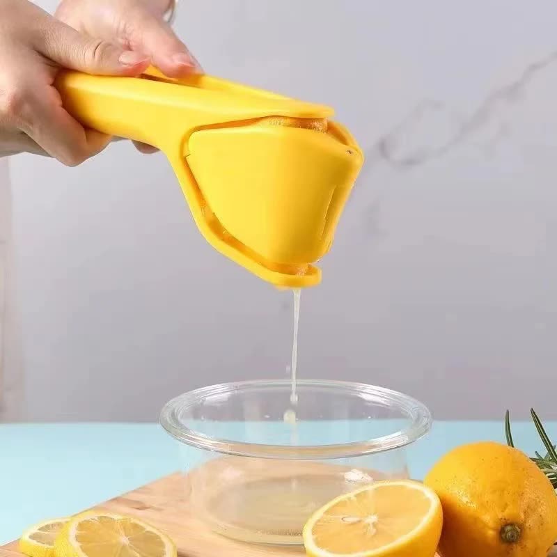 Foldable Manual Lemon Squeezer & Citrus Juicer - Portable Handheld Fruit Press for Fresh Orange & Lime Juice - Space Saving Kitchen Tool - Yellow - Image 1