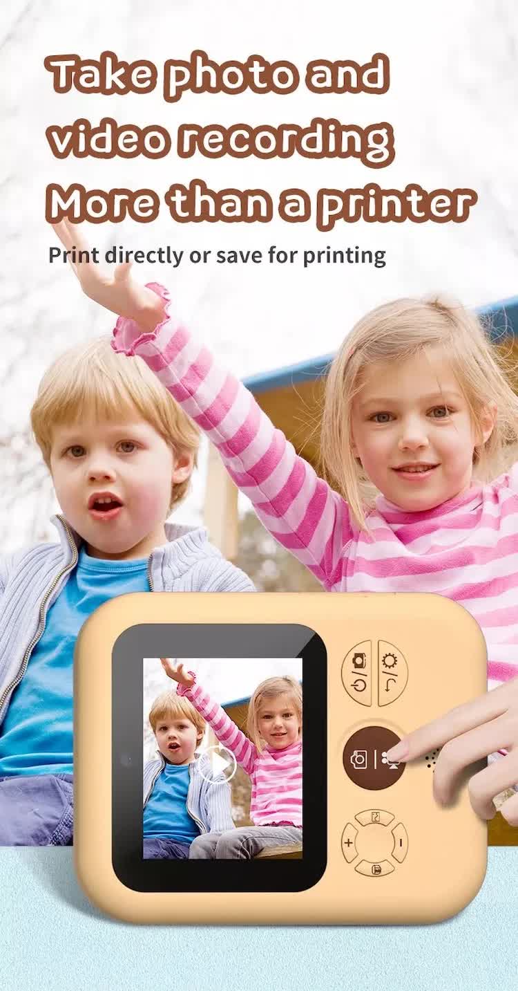 Kids Instant Print Camera with 3 Paper Rolls - Zero Ink Thermal Digital Camera & Video Recorder - 1080P Dual Lens Selfie Toy for Boys & Girls - Brown - Image 8
