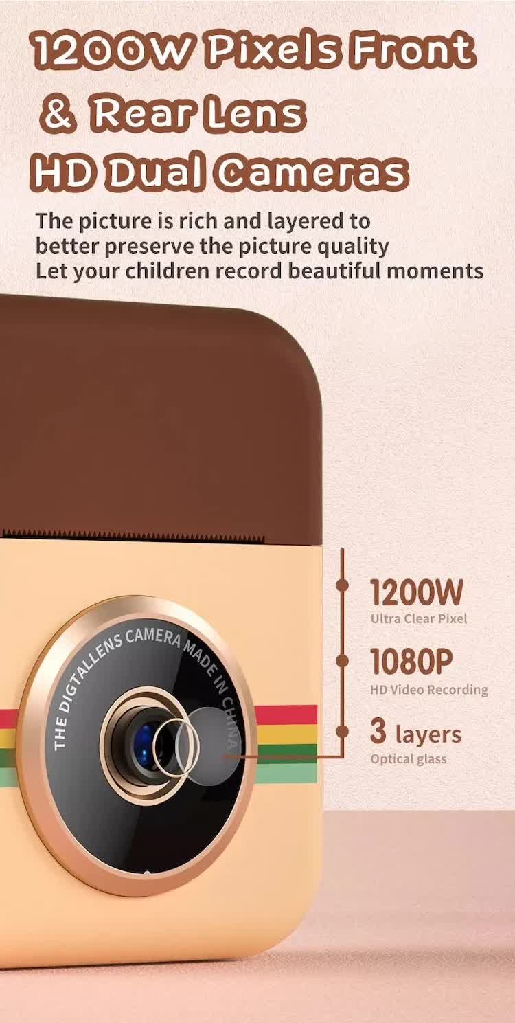 Kids Instant Print Camera with 3 Paper Rolls - Zero Ink Thermal Digital Camera & Video Recorder - 1080P Dual Lens Selfie Toy for Boys & Girls - Purple - Image 5