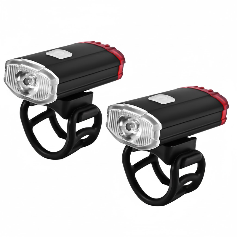 2 PCS USB Rechargeable Mini Bike Lights - Aluminium LED Front & Rear Safety Lamp Set - 150 Lumen High Brightness Flashlight for Helmet & Handlebar - IPX8 Waterproof - Black - Image 1