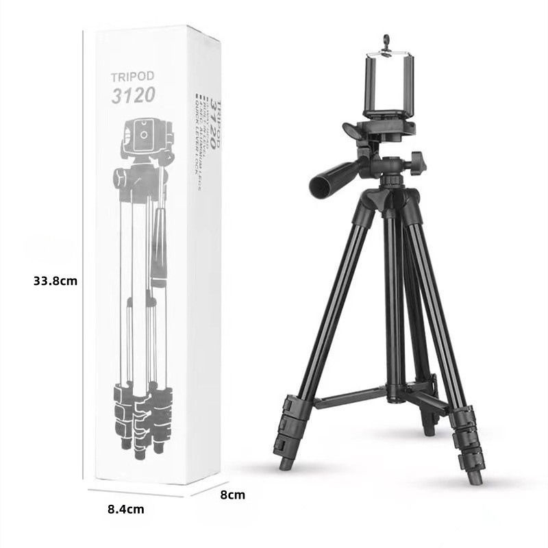 3120 Black Camera & Phone Tripod Stand - 110cm Lightweight Aluminium Portable Travel Mount with 3-Way Head & Universal Smartphone Holder - Adjustable Vlogging Gear - Black - Image 1