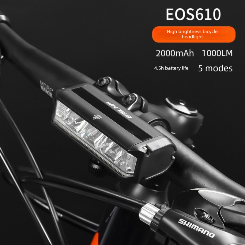 EOS610 1000 Lumen Anti-Glare Bike Light with Single Bracket Mount - USB Rechargeable LED Headlight 2000mAh - Waterproof Aluminium Horizontal Front Lamp for MTB & Road - Image 1