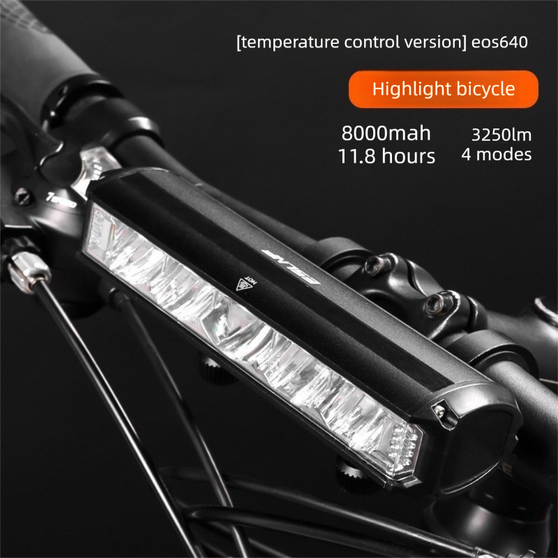 EOS640 Upgraded 3250 Lumen Super Bright Bike Light with Stable Dual Bracket Mount - 8000mAh Long Life Battery with Smart Temp Control - USB Rechargeable Aluminium MTB Headlight - Image 1