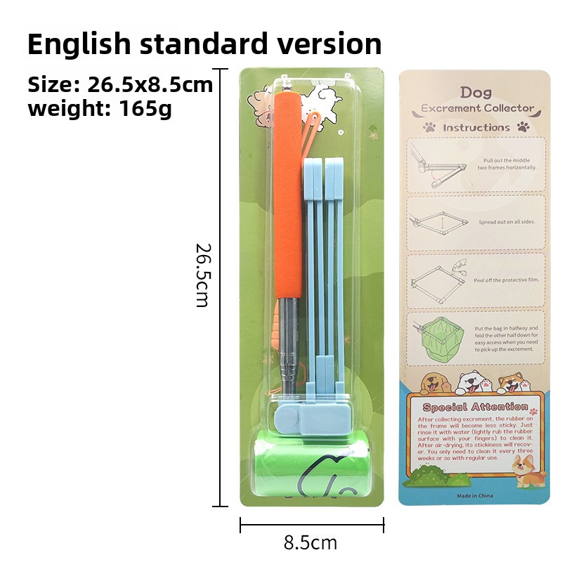 Portable Telescopic Dog Poop Scooper No Touch Waste Collector with Extendable Handle Small Size for Pets up to 15kg Ideal for Daily Walks - Image 1