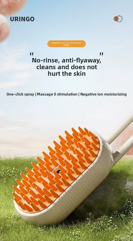 3 in 1 Electric Pet Spray Comb with Rotatable Handle Anti Static Grooming Brush for Cats and Dogs Massage Deshedding Tool White - Image 2