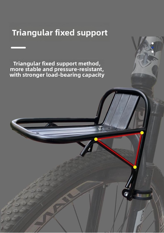 Aluminium Alloy Bicycle Front Rack Carrier Heavy Duty Fork Mount Cargo Shelf for MTB Mountain Bike Disc and V-Brake Touring Black - Image 6
